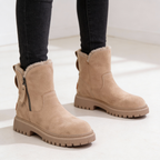 Warm Ladies Winter Boots – Mid-Calf Boots with Fur Lining and Non-Slip Sole