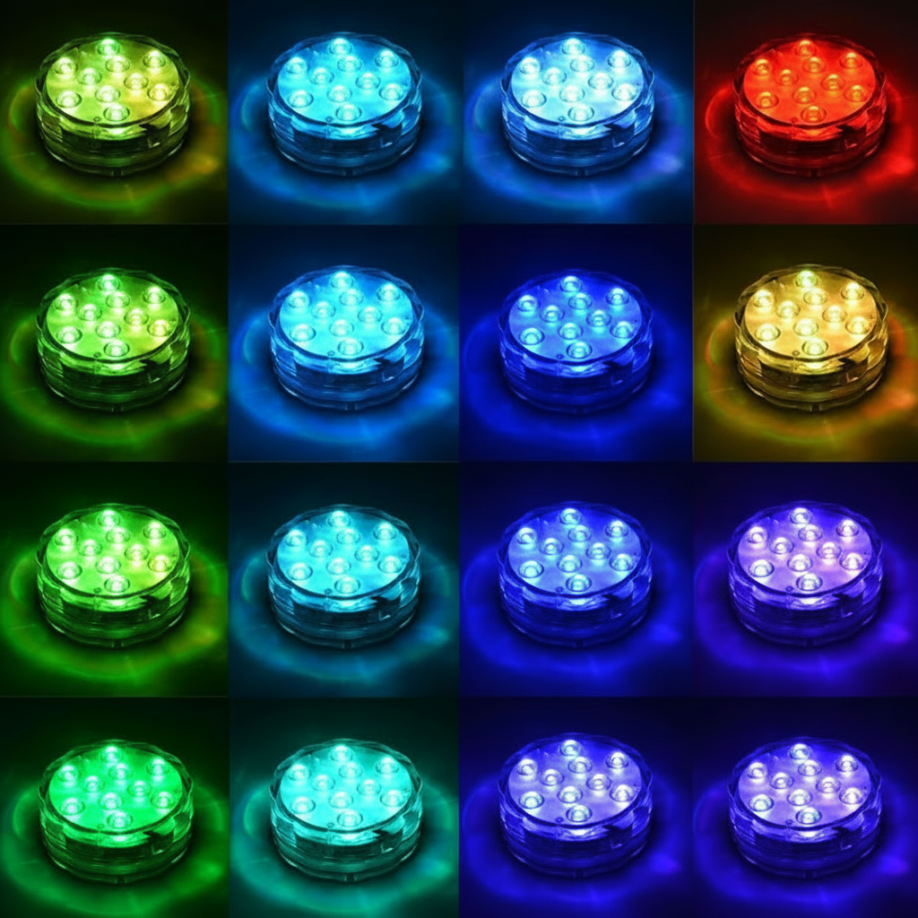 Lumină LED controlată de la distanță pentru piscine, cu ventuză magnetică impermeabilă pentru utilizare în aer liber