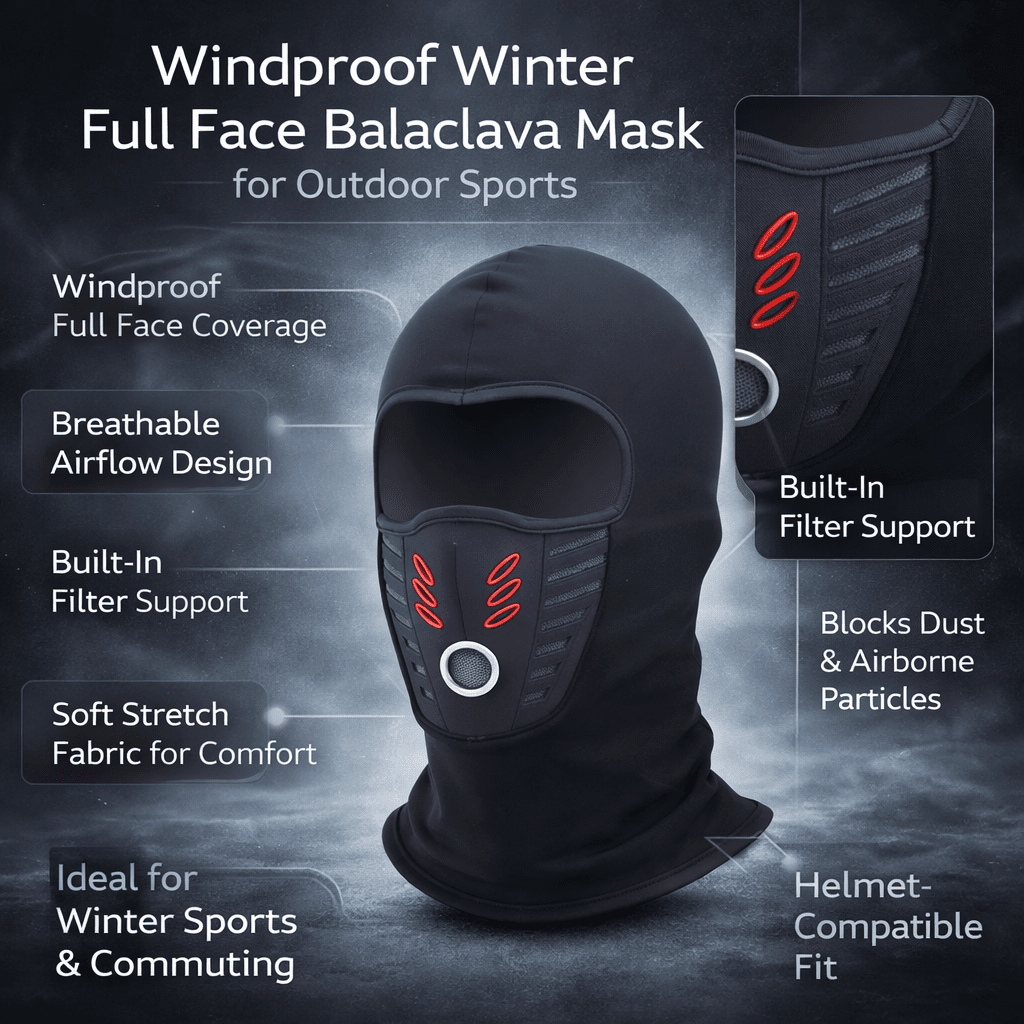 Windproof Balaclava For Winter Outdoor Sports With Full Face Mask