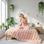 Hyggeligt kunstigt kaninpelsfleece-tæppe til daglig komfort