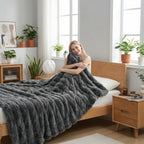 Hyggeligt kunstigt kaninpelsfleece-tæppe til daglig komfort