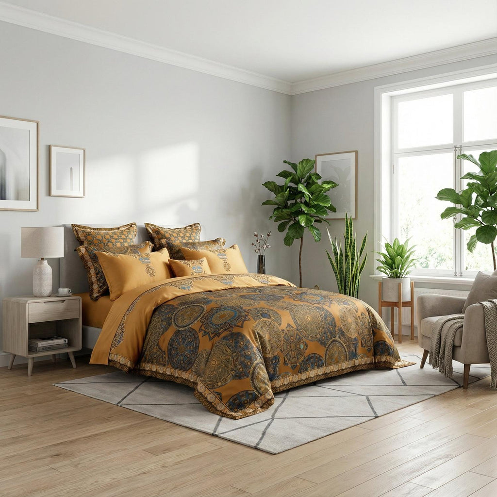 エジプト猫 刺繍入り サテン綿 寝具セット コレクション