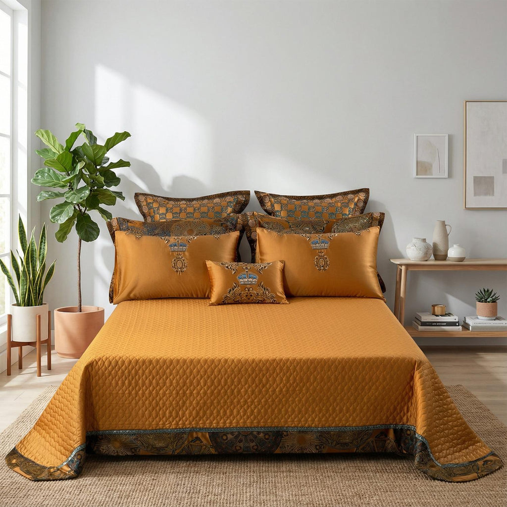 エジプト猫 刺繍入り サテン綿 寝具セット コレクション