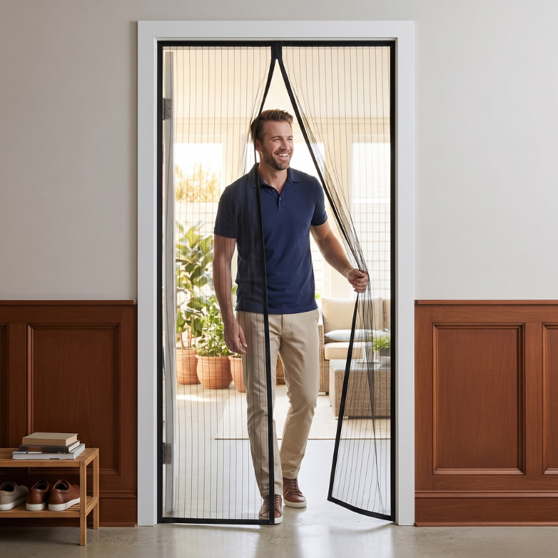 Zanzariera Magnetica per Porta con Chiusura Automatica, Senza Attrezzi per Protezione dagli Insetti e Circolazione dell'Aria