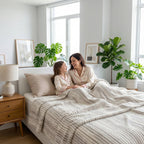 Blomstret Stribet Bomuldsgaze Tæppe Dekorativt Kastetæppe