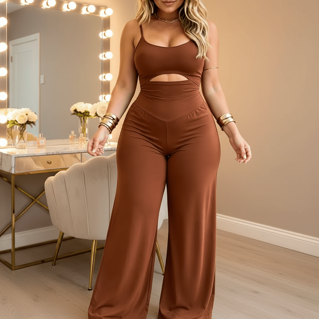 Elegant Sleeveless Women's Jumpsuit with Back Lacing for Formal Occasions