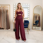 Elegant Sleeveless Women's Jumpsuit with Back Lacing for Formal Occasions