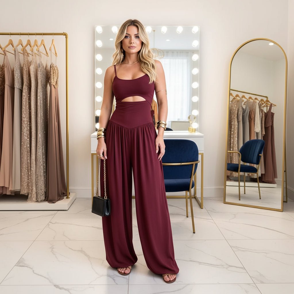 Elegant Sleeveless Women's Jumpsuit with Back Lacing for Formal Occasions