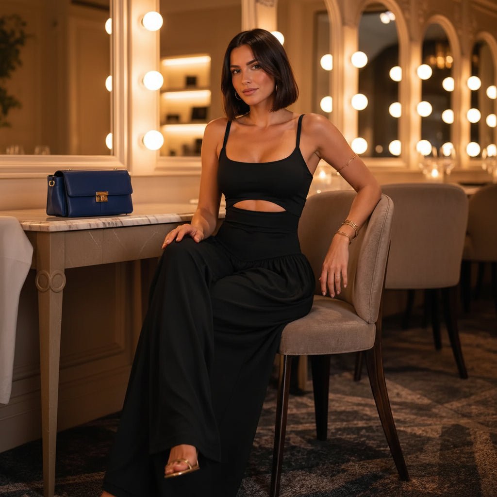 Elegant Sleeveless Women's Jumpsuit with Back Lacing for Formal Occasions