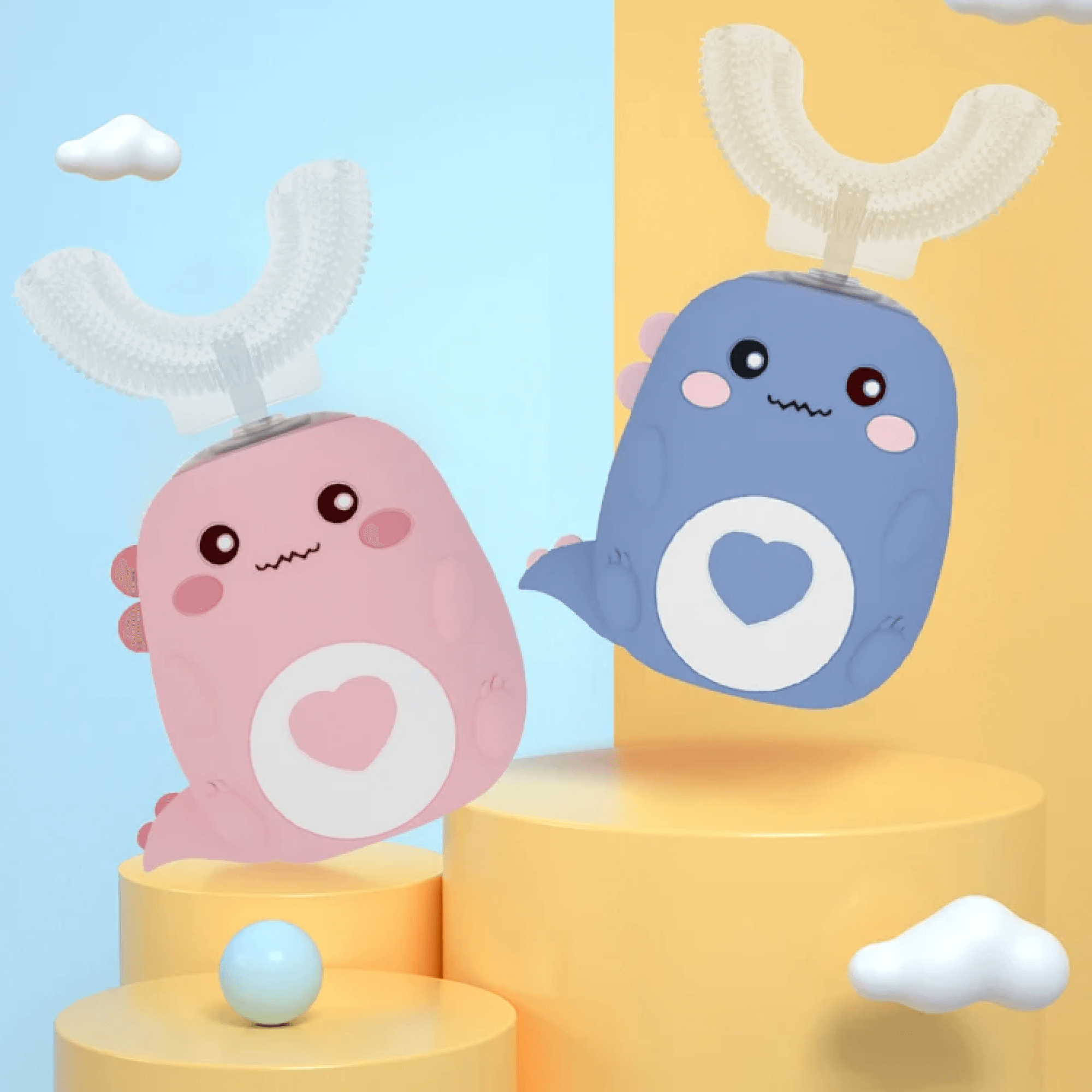 LittlePure U-formet elektrisk tandbørste til spædbørn med batteri