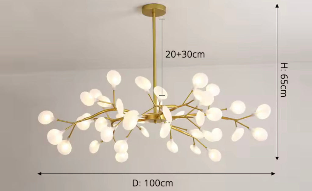 Lampadario a ramo dorato