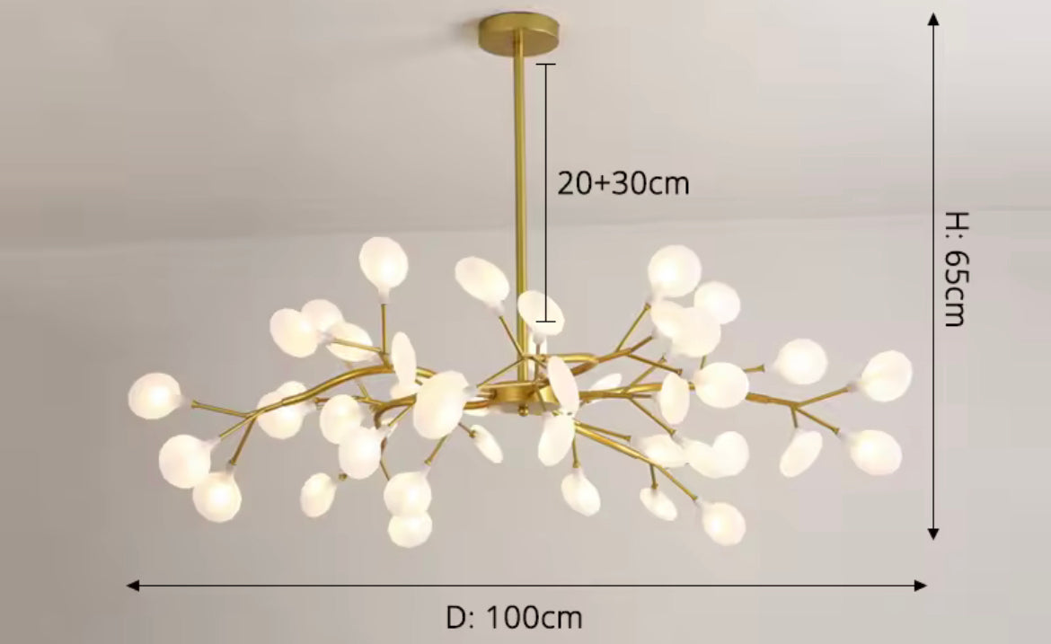 Lampadario a ramo dorato
