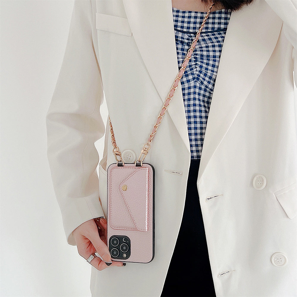 Custodia portafoglio Celeste per iPhone con scomparti per carte, ideale per professionisti impegnati