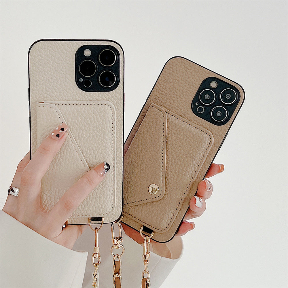 Custodia portafoglio Celeste per iPhone con scomparti per carte, ideale per professionisti impegnati