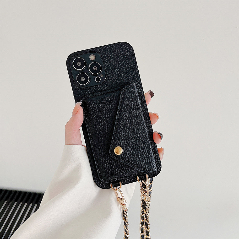 Custodia portafoglio Celeste per iPhone con scomparti per carte, ideale per professionisti impegnati