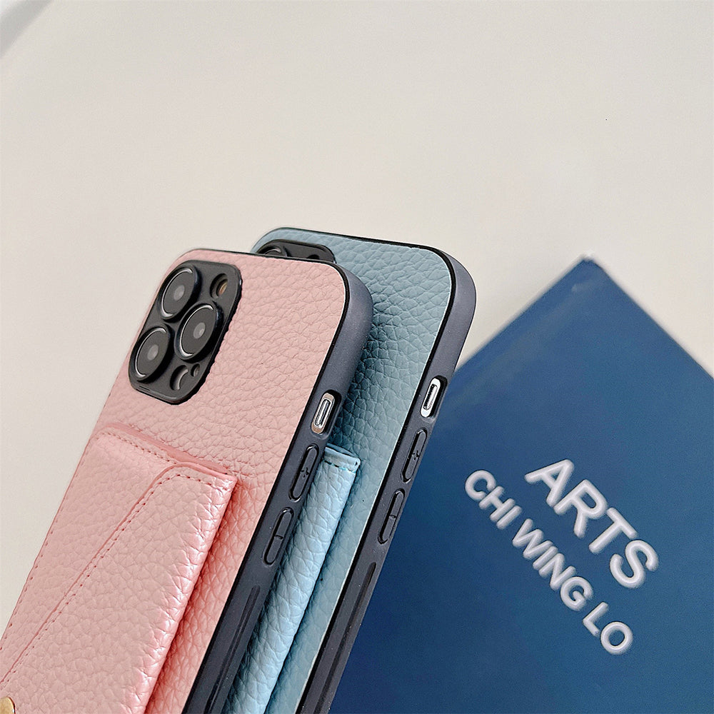 Custodia portafoglio Celeste per iPhone con scomparti per carte, ideale per professionisti impegnati