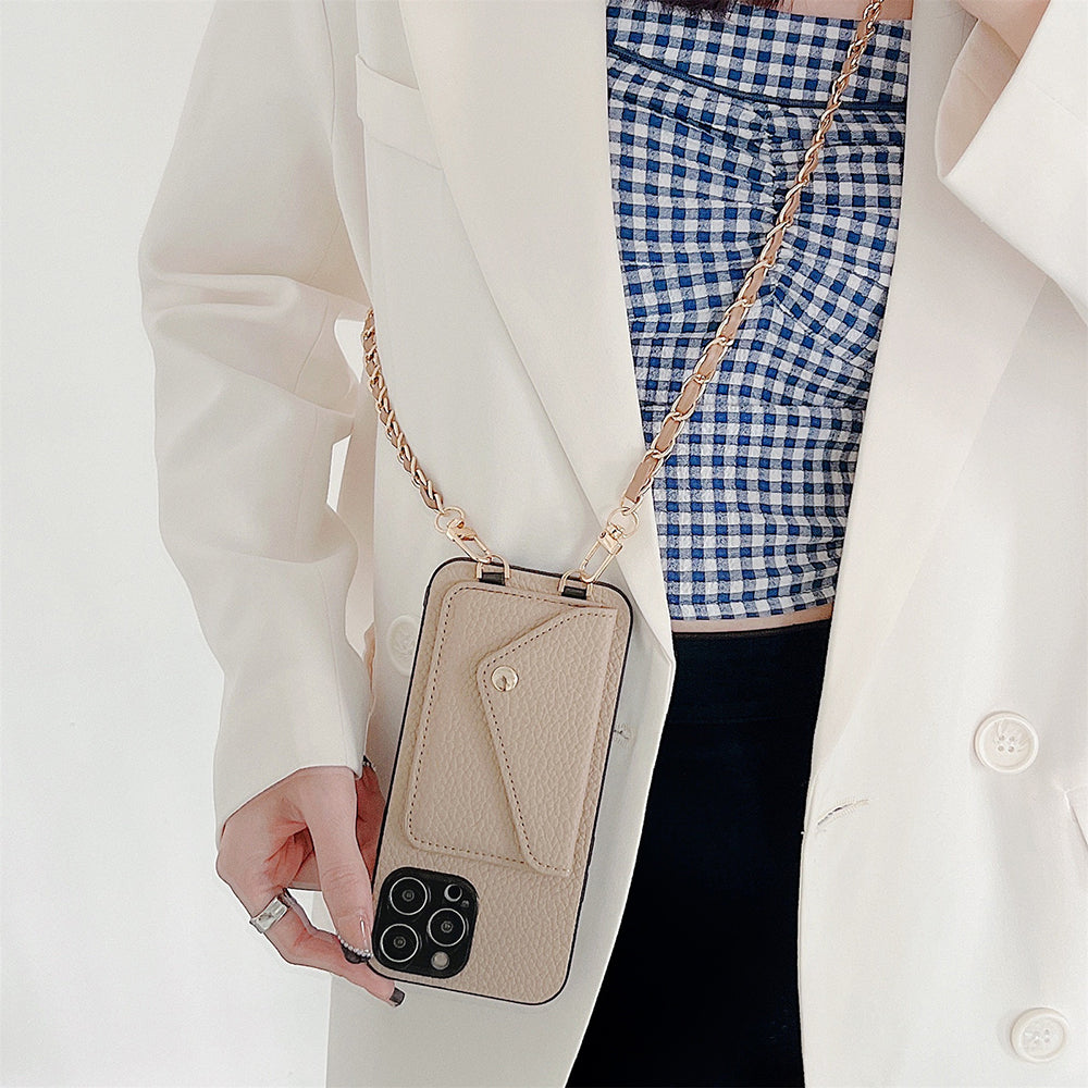 Custodia portafoglio Celeste per iPhone con scomparti per carte, ideale per professionisti impegnati