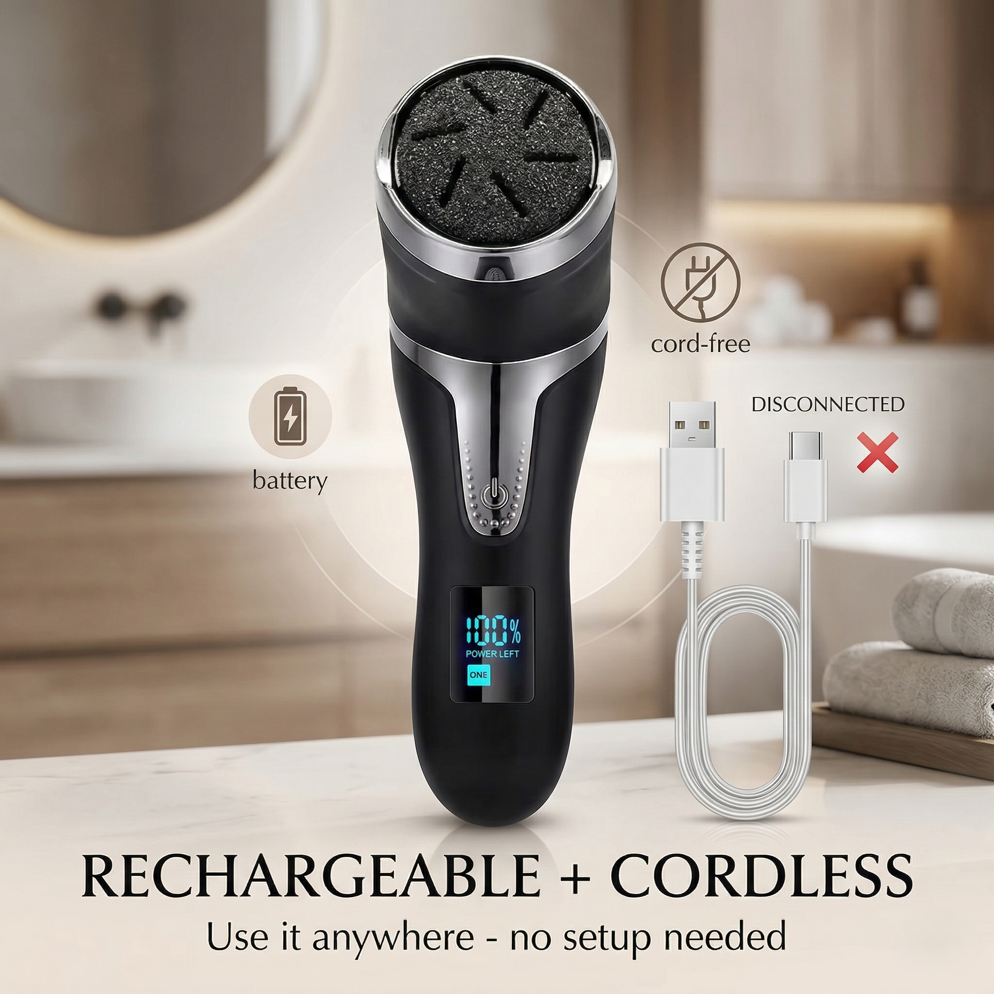 Rechargeable Foot File With Dust Collection System