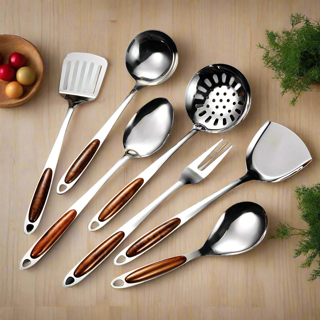 Set Peralatan Dapur Keluli Tahan Karat 10-Piece Viretta Dengan Pemegang Ergonomik