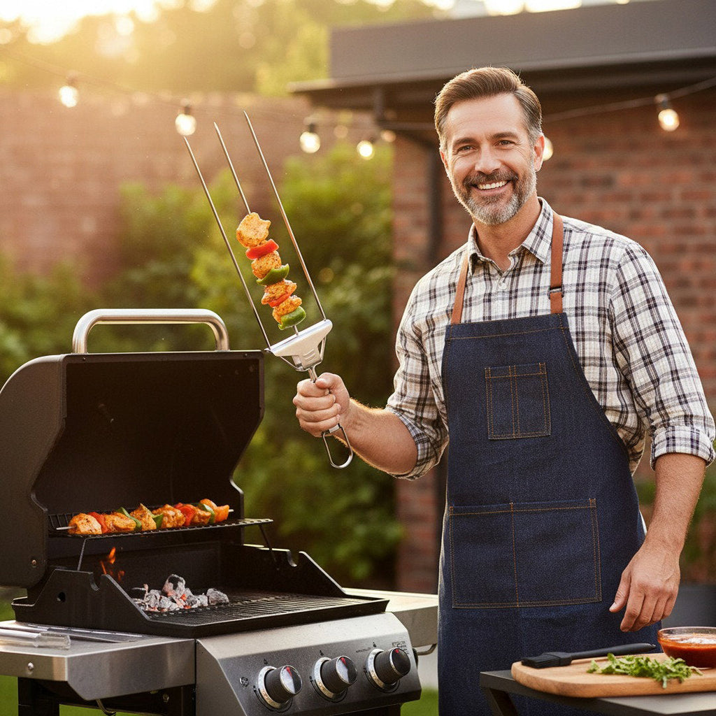 Tre-i-ett grillverktyg med jämn värme för perfekta grillresultat