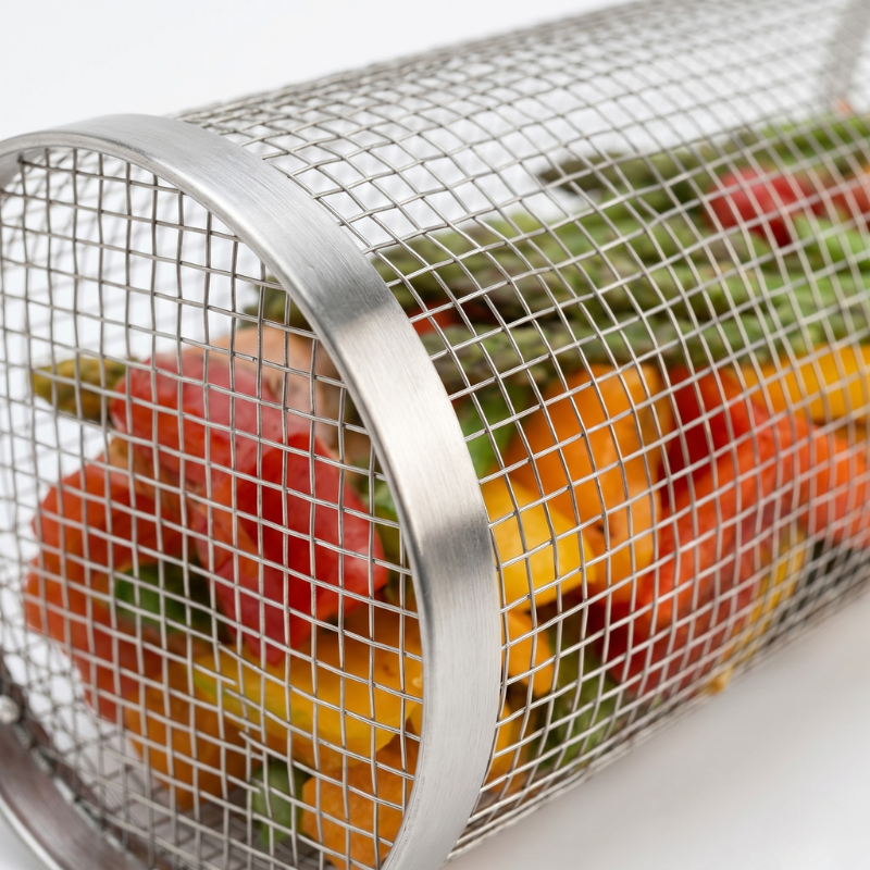Stainless Steel Grill Basket Set Of 2 With Twist Lock For Easy Grilling