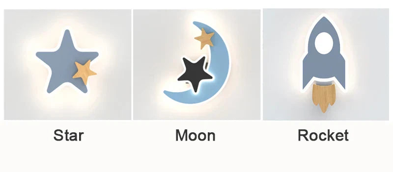 Luz de pared LED cohete para niños