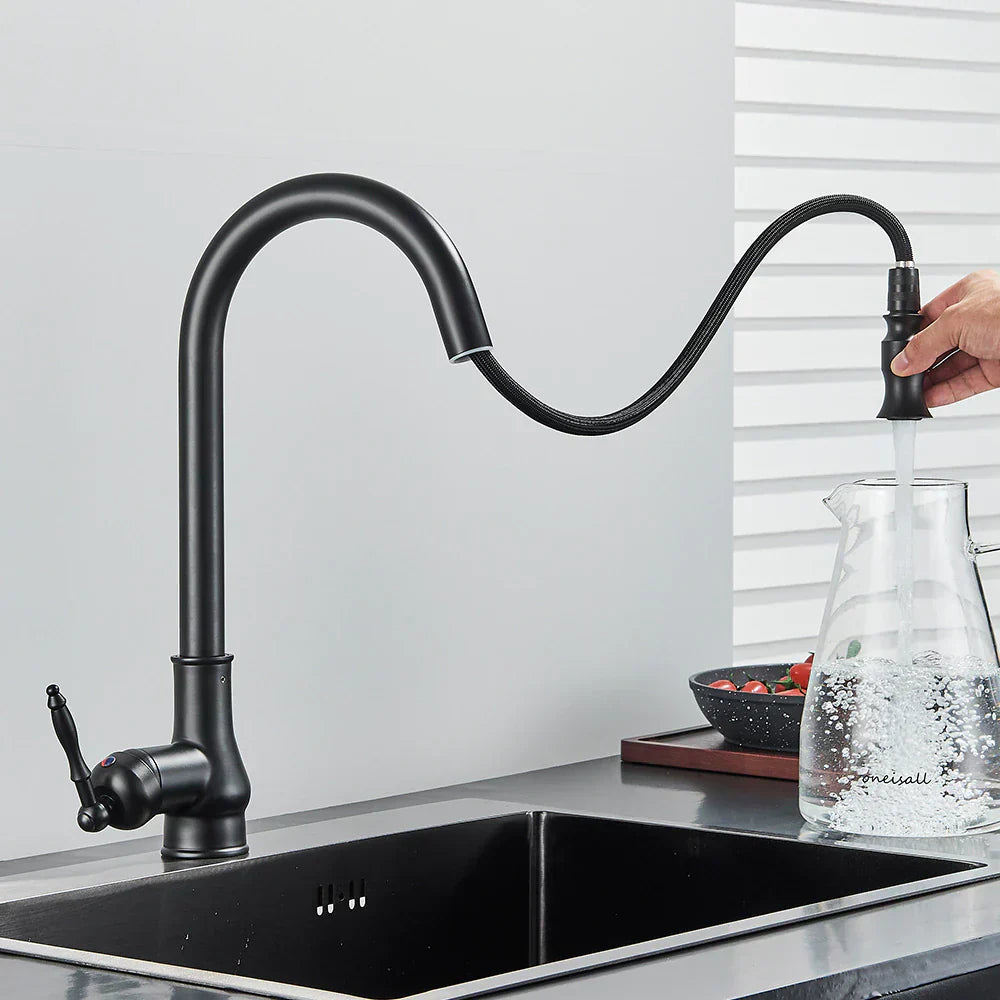 Rubinetto da cucina in bronzo rustico con controllo touch e bocca estraibile