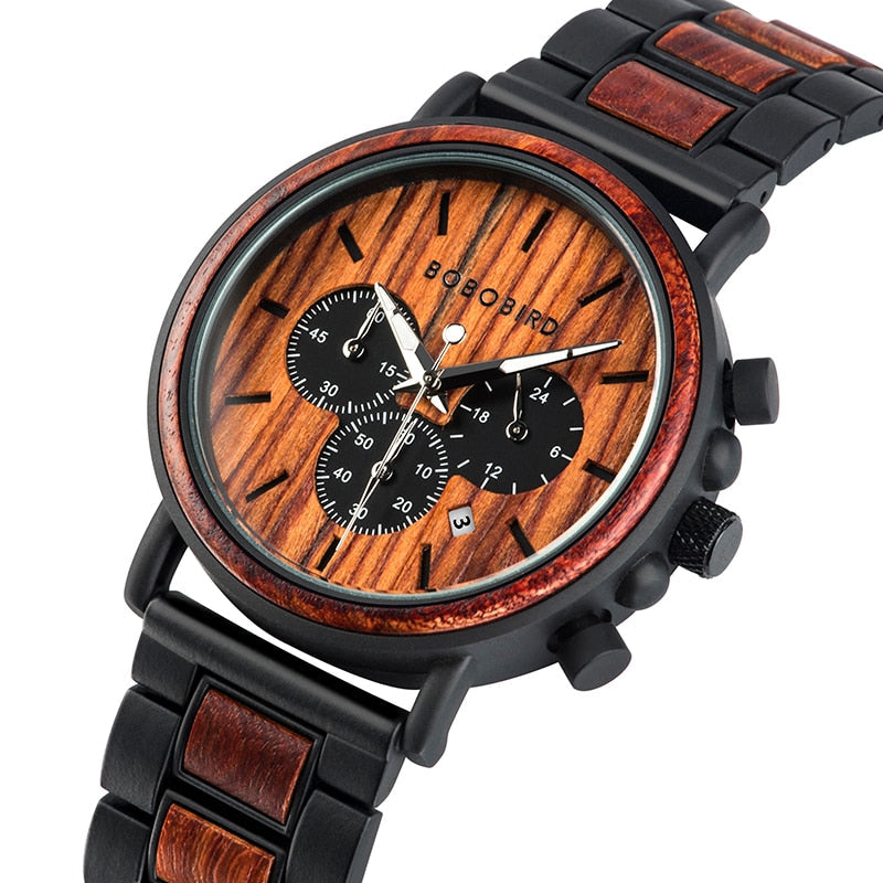TimberLuxe Houten Horloge 3ATM Met Inclusief Cadeauverpakking Waterbestendig Voor Heren