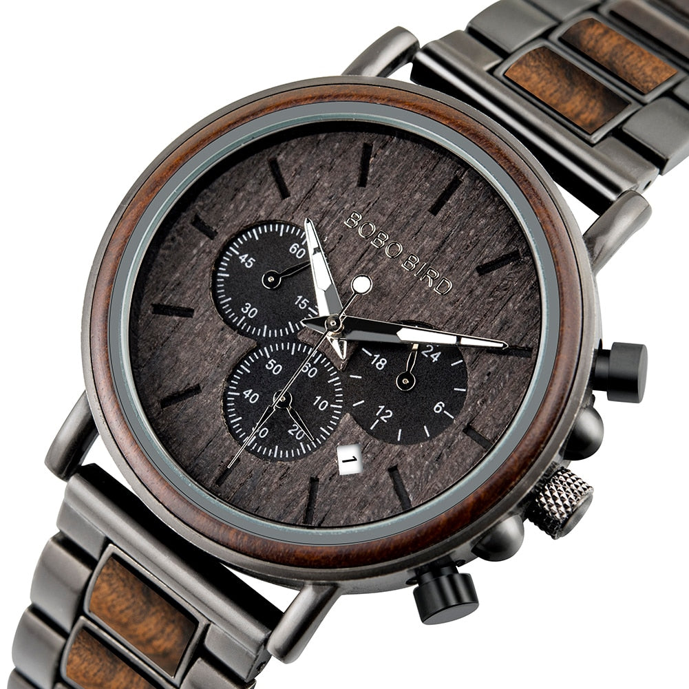 TimberLuxe Houten Horloge 3ATM Met Inclusief Cadeauverpakking Waterbestendig Voor Heren