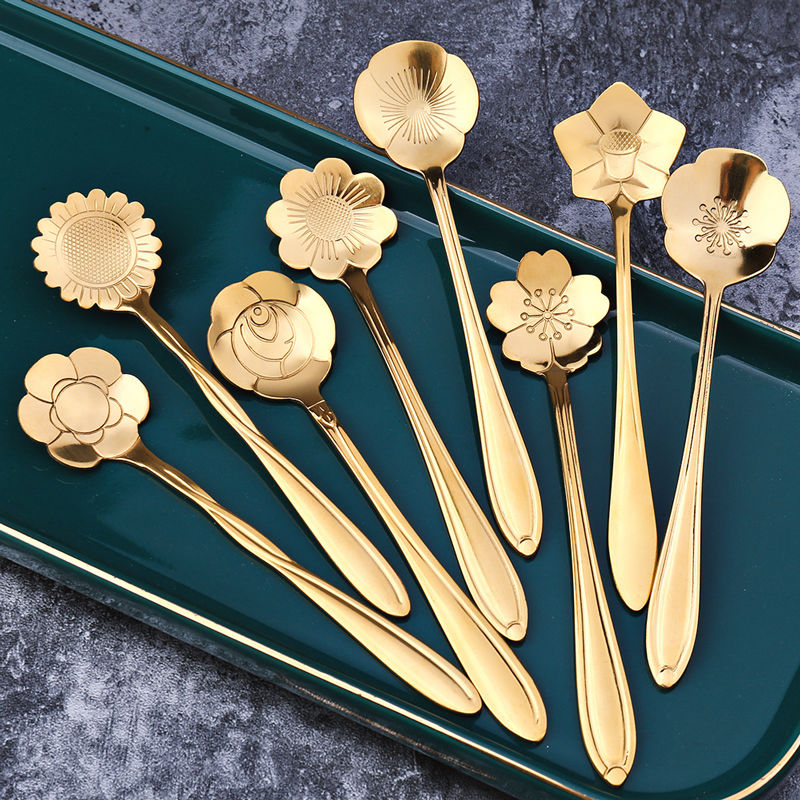 Florin | 8-Piece Stainless Steel Flower Teaspoon Set | Petprovac