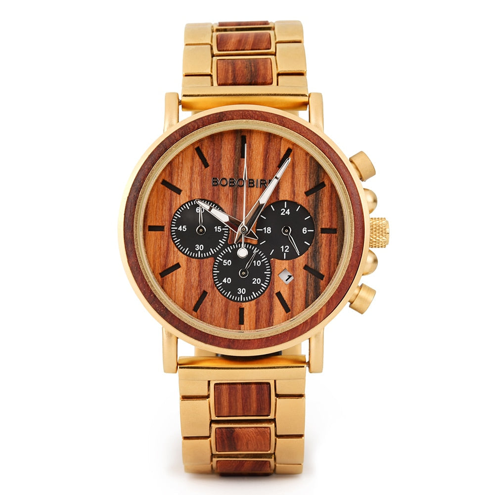 TimberLuxe Houten Horloge 3ATM Met Inclusief Cadeauverpakking Waterbestendig Voor Heren