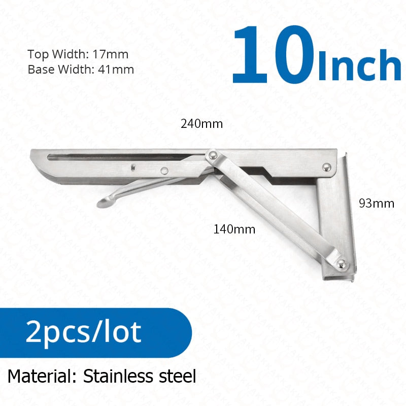 2-piece set collapsible shelf brackets, heavy-duty, made of stainless steel for tables, motorhomes and space-saving