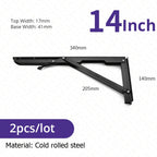 2-piece set collapsible shelf brackets, heavy-duty, made of stainless steel for tables, motorhomes and space-saving