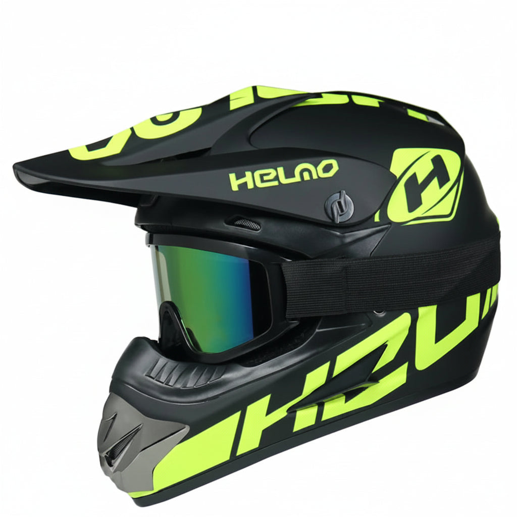 Topi keledar Motokros Remaja Bertauliah DOT dengan Cermin Mata