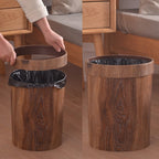 Elegant Retro Wood Grain Trash Can