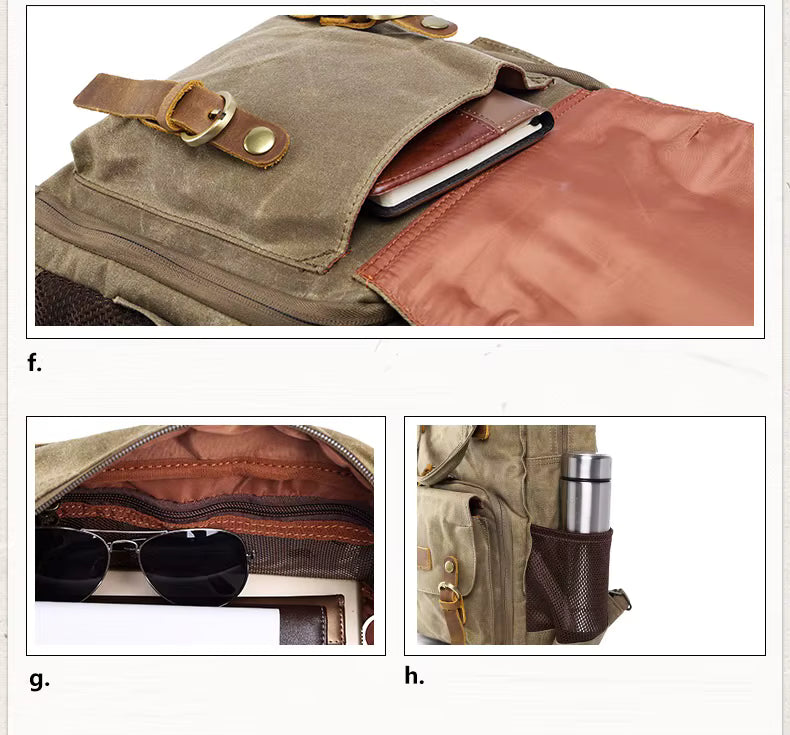 NovaVoyage Camera Backpack With Waxed Canvas For Travel And Photo Gear