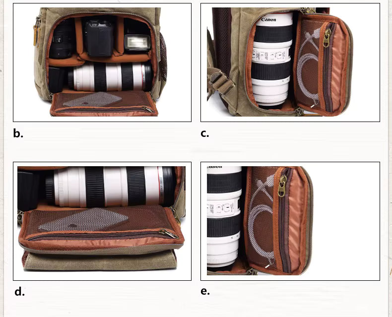 NovaVoyage Camera Backpack With Waxed Canvas For Travel And Photo Gear