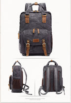 NovaVoyage Camera Backpack With Waxed Canvas For Travel And Photo Gear