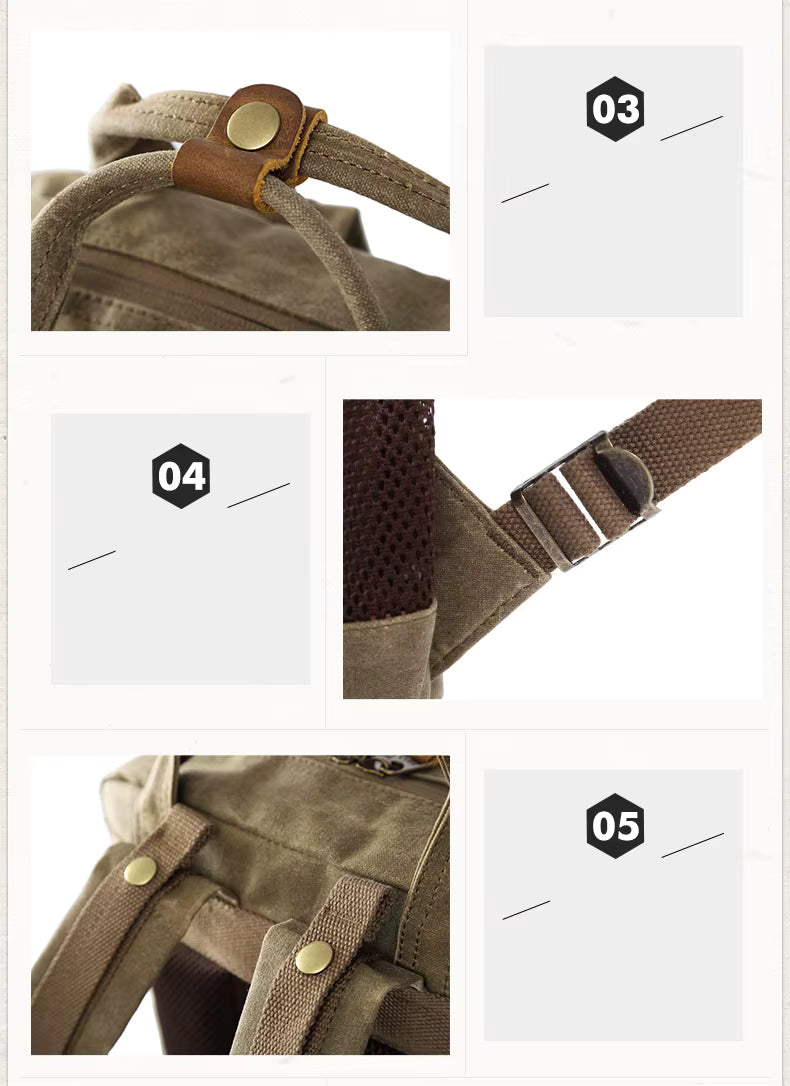 NovaVoyage Camera Backpack With Waxed Canvas For Travel And Photo Gear