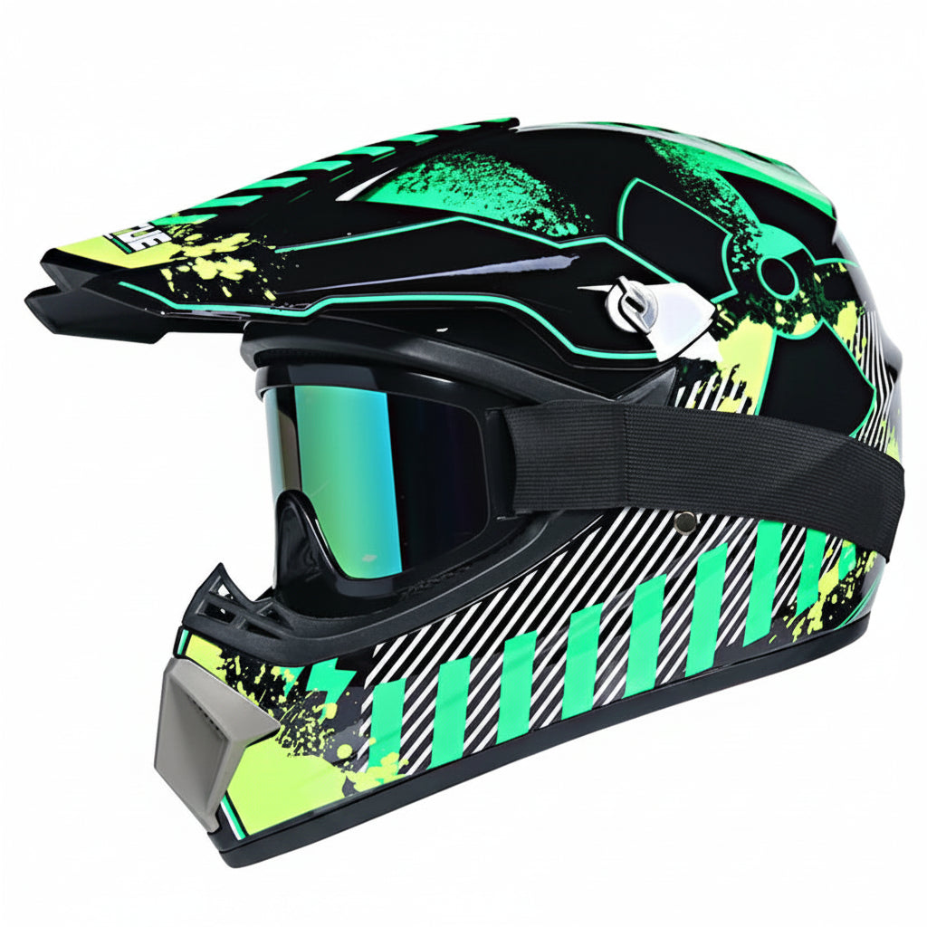 Topi keledar Motokros Remaja Bertauliah DOT dengan Cermin Mata