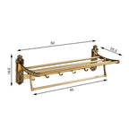Aluminum Foldable Towel Rack With Hooks And Double Shelf