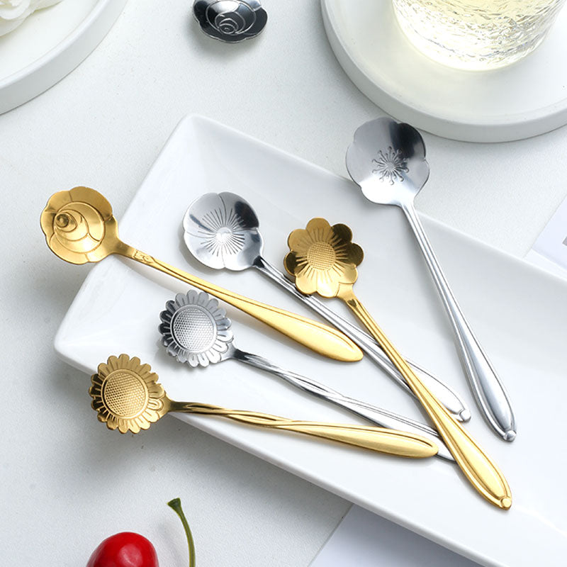 Florin | 8-Piece Stainless Steel Flower Teaspoon Set | Petprovac
