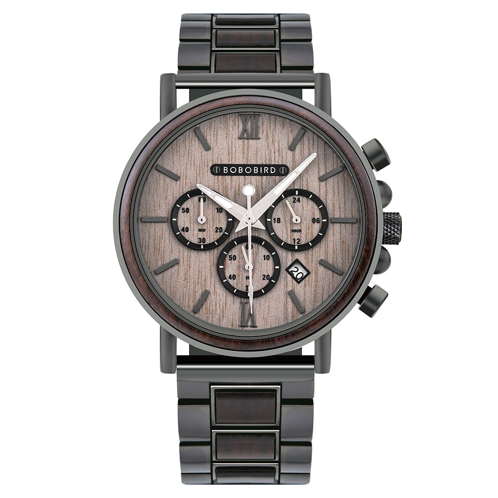 TimberLuxe Houten Horloge 3ATM Met Inclusief Cadeauverpakking Waterbestendig Voor Heren
