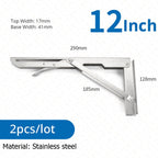 2-piece set collapsible shelf brackets, heavy-duty, made of stainless steel for tables, motorhomes and space-saving
