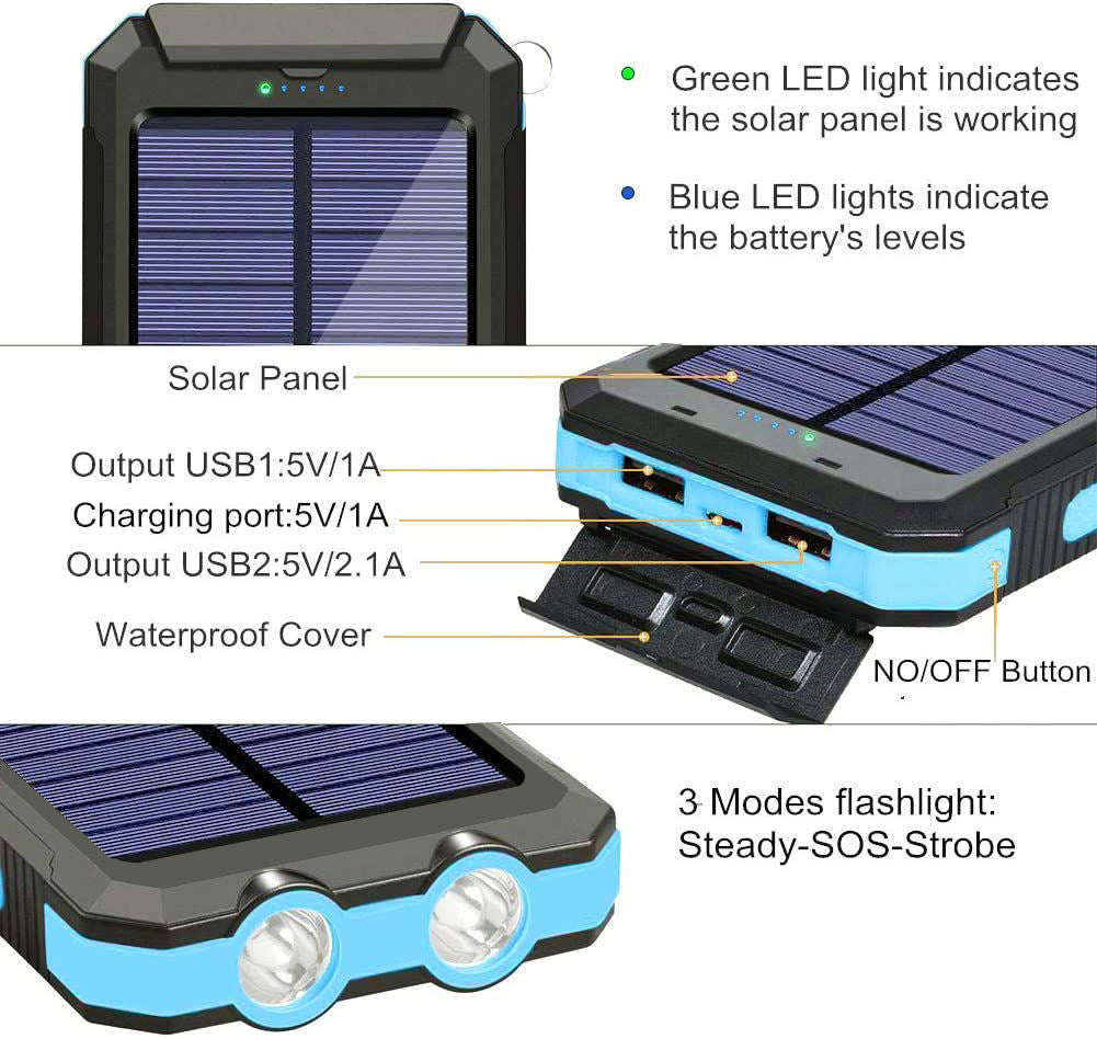 Caricatore Solare 20000mAh per Escursionismo e Avventure all'Aperto
