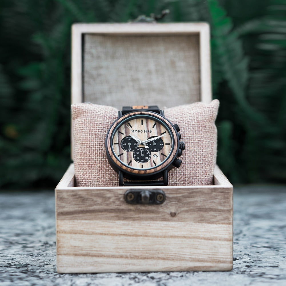 TimberLuxe Houten Horloge 3ATM Met Inclusief Cadeauverpakking Waterbestendig Voor Heren