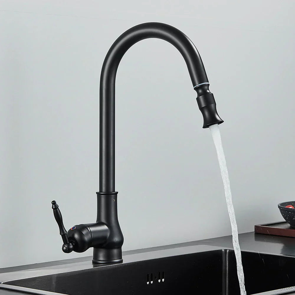 Rubinetto da cucina in bronzo rustico con controllo touch e bocca estraibile