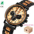 TimberLuxe Houten Horloge 3ATM Met Inclusief Cadeauverpakking Waterbestendig Voor Heren