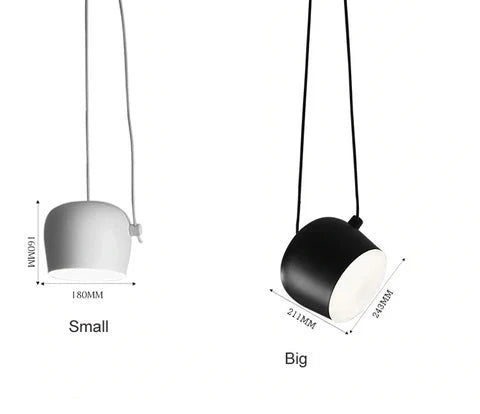 LumaDrum Pendant Light With Cable-Driven Bulb Fixture