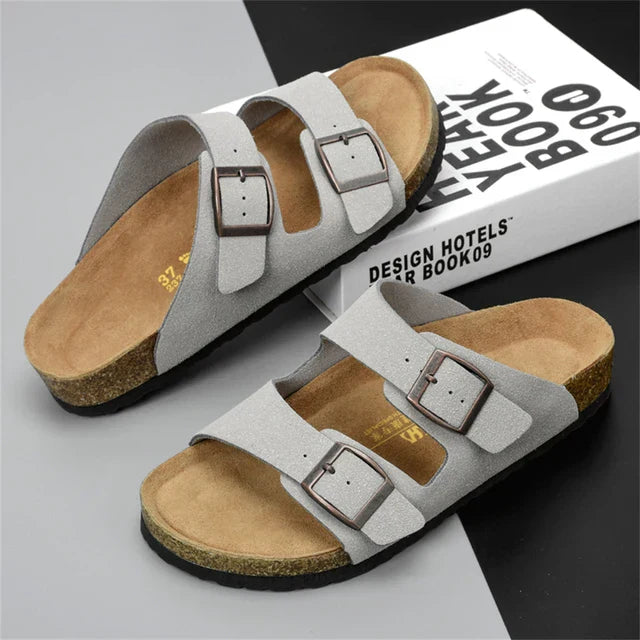 Sandalias de cuero para hombre con correas ajustables y plantilla ergonómica para mayor comodidad